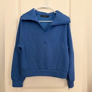 Blue Quarter-Zip Sweatshirt with matching wide leg sweatpants